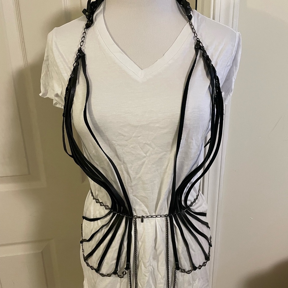 Stunning and Unique Bliss Lau leather and chain vest
